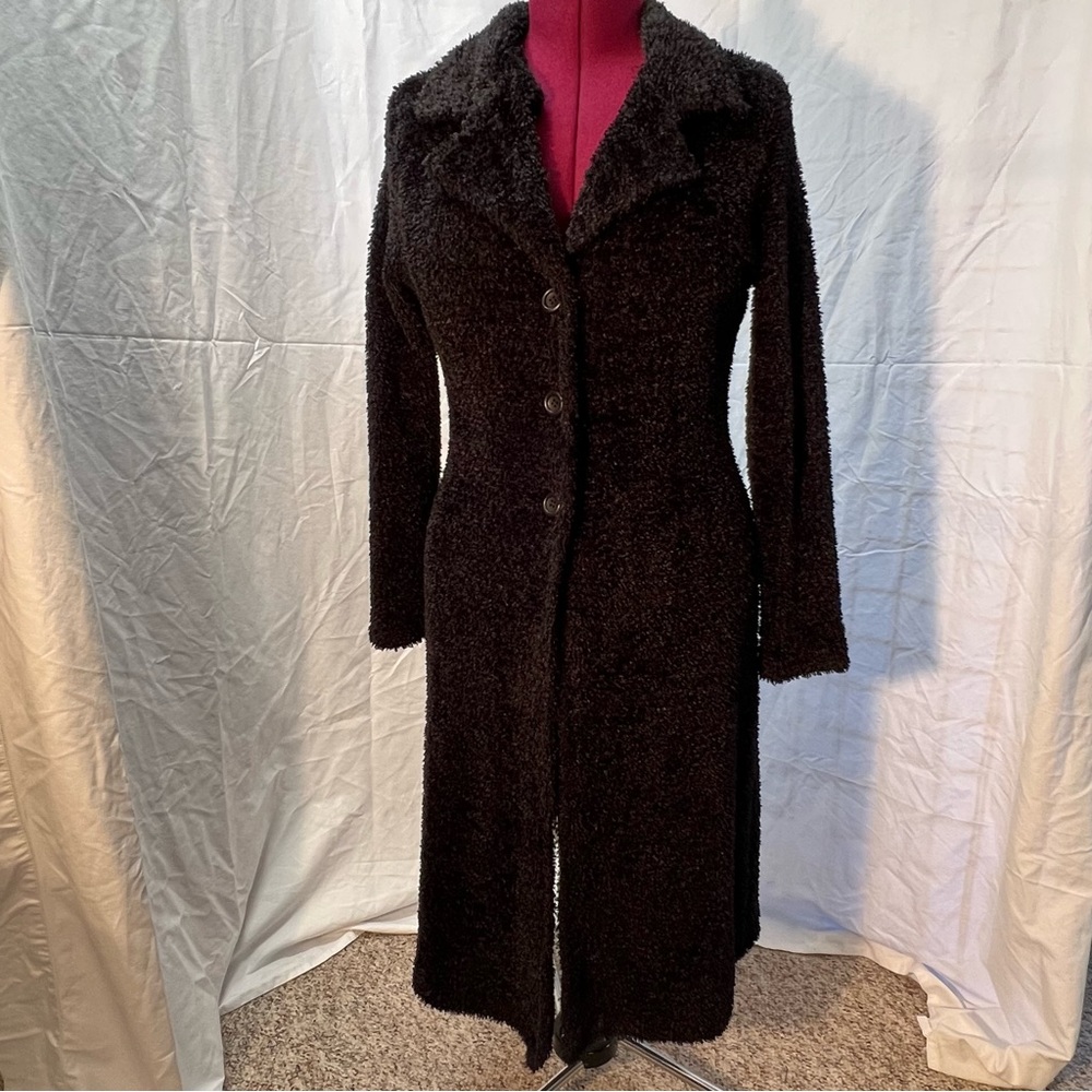 Full length, long sleeve button up, black cardigan, size small